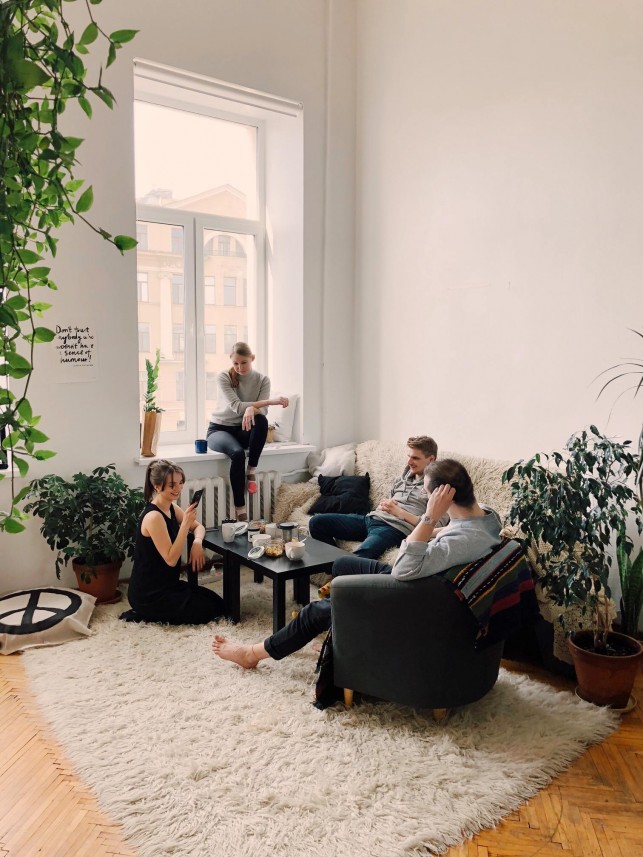 An image of a family inside a modern home.